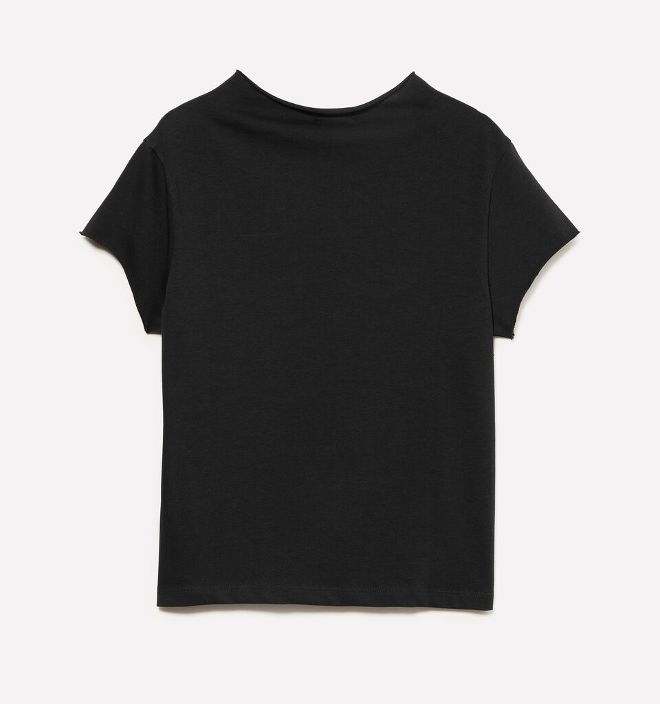 Black t-shirt with halter neck - women's short sleeve t-shirts - Black | Sisley image number 6